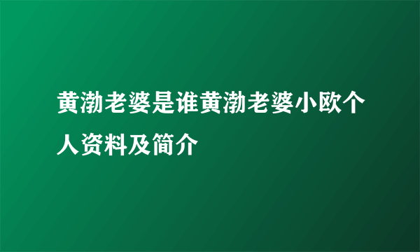 黄渤老婆是谁黄渤老婆小欧个人资料及简介