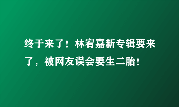 终于来了！林宥嘉新专辑要来了，被网友误会要生二胎！