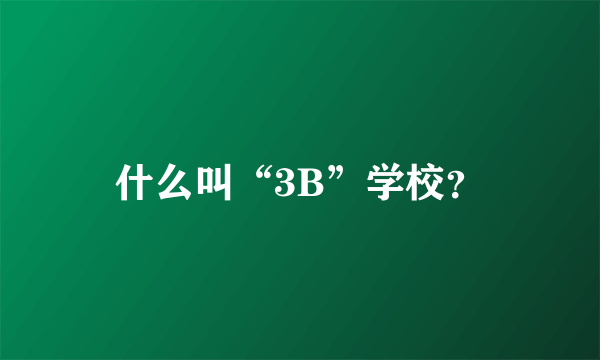 什么叫“3B”学校？