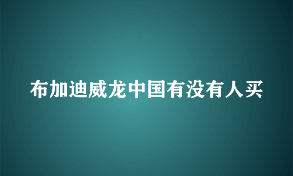 布加迪威龙中国有没有人买