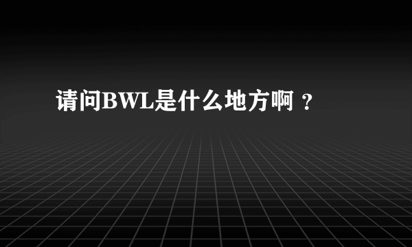 请问BWL是什么地方啊 ？