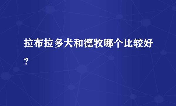 拉布拉多犬和德牧哪个比较好？