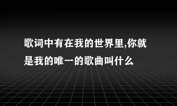 歌词中有在我的世界里,你就是我的唯一的歌曲叫什么