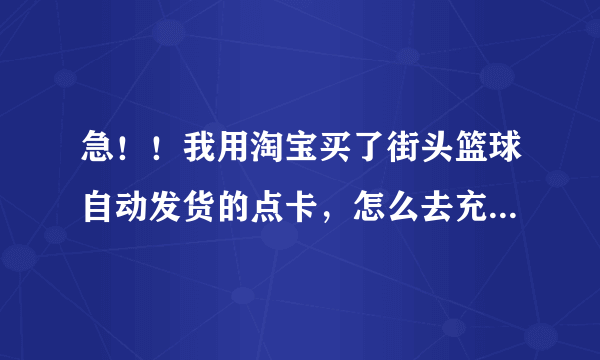 急！！我用淘宝买了街头篮球自动发货的点卡，怎么去充值显示库存不足无法购买？？