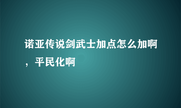 诺亚传说剑武士加点怎么加啊，平民化啊