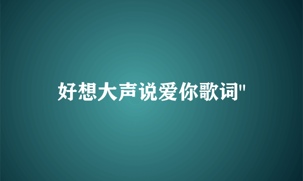 好想大声说爱你歌词