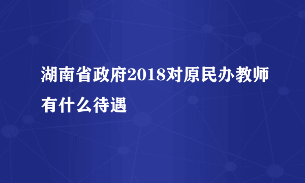 湖南省政府2018对原民办教师有什么待遇