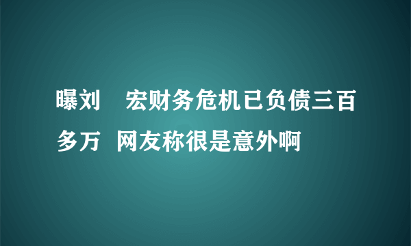 曝刘畊宏财务危机已负债三百多万  网友称很是意外啊