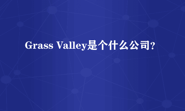 Grass Valley是个什么公司？