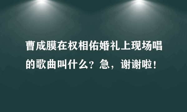 曹成膜在权相佑婚礼上现场唱的歌曲叫什么？急，谢谢啦！