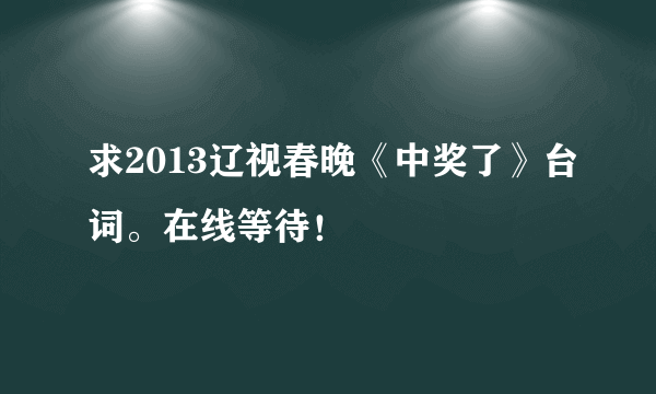 求2013辽视春晚《中奖了》台词。在线等待！