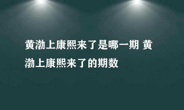 黄渤上康熙来了是哪一期 黄渤上康熙来了的期数