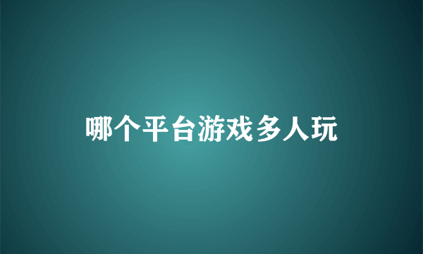 哪个平台游戏多人玩