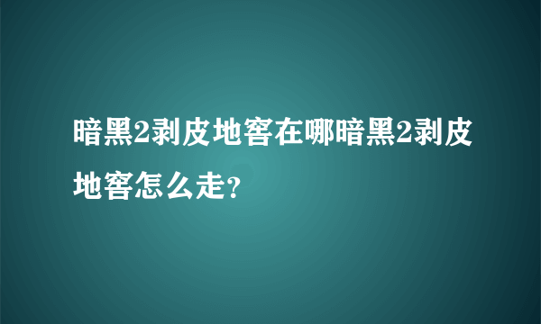 暗黑2剥皮地窖在哪暗黑2剥皮地窖怎么走？