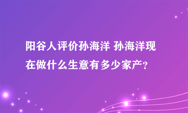 阳谷人评价孙海洋 孙海洋现在做什么生意有多少家产？