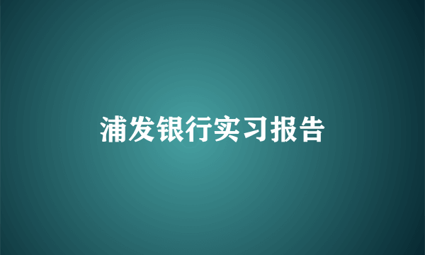 浦发银行实习报告