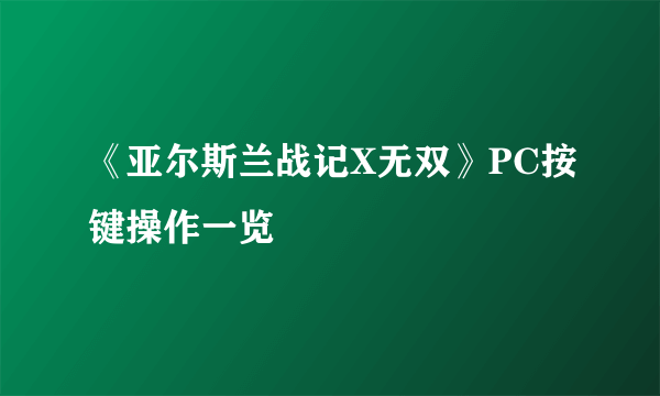 《亚尔斯兰战记X无双》PC按键操作一览