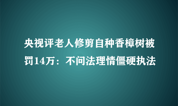 央视评老人修剪自种香樟树被罚14万：不问法理情僵硬执法