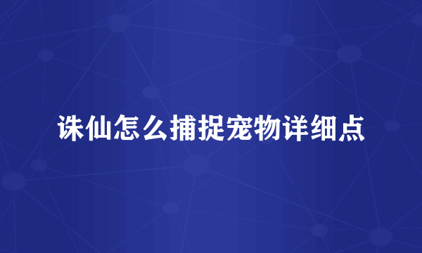 诛仙怎么捕捉宠物详细点