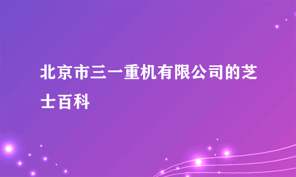 北京市三一重机有限公司的芝士百科