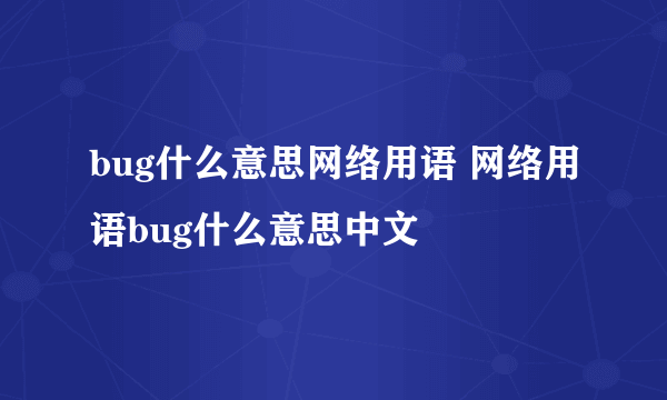 bug什么意思网络用语 网络用语bug什么意思中文