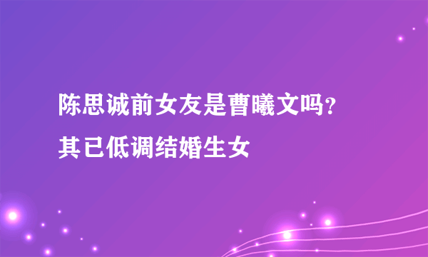 陈思诚前女友是曹曦文吗？ 其已低调结婚生女