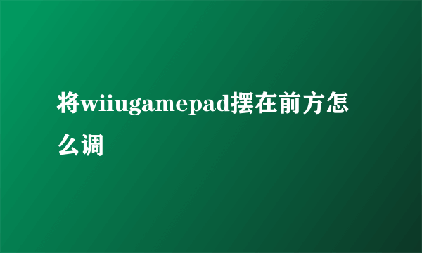 将wiiugamepad摆在前方怎么调