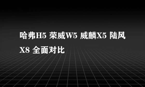 哈弗H5 荣威W5 威麟X5 陆风X8 全面对比