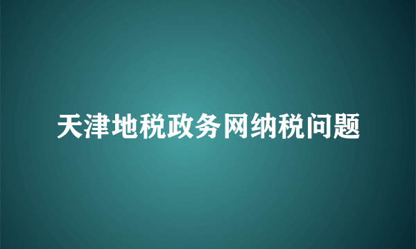 天津地税政务网纳税问题