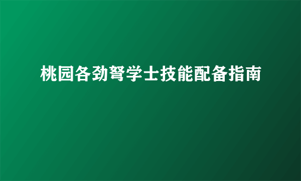 桃园各劲弩学士技能配备指南