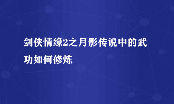 剑侠情缘2之月影传说中的武功如何修炼