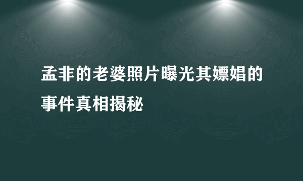 孟非的老婆照片曝光其嫖娼的事件真相揭秘