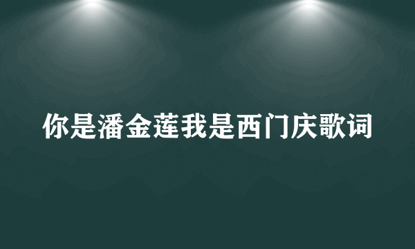 你是潘金莲我是西门庆歌词