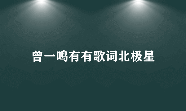 曾一鸣有有歌词北极星