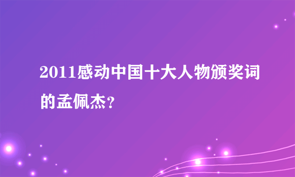 2011感动中国十大人物颁奖词的孟佩杰？