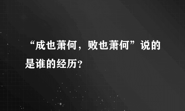 “成也萧何，败也萧何”说的是谁的经历？