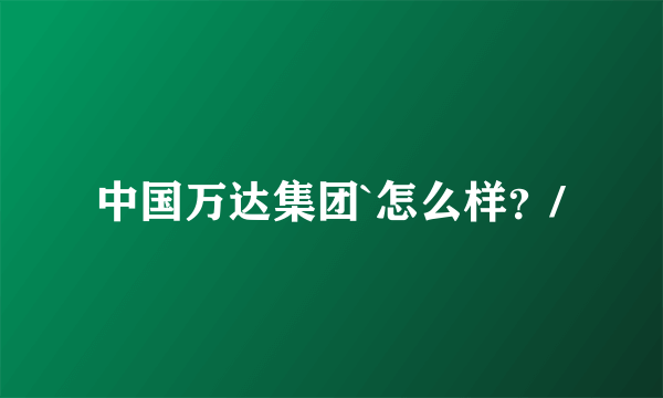 中国万达集团`怎么样？/