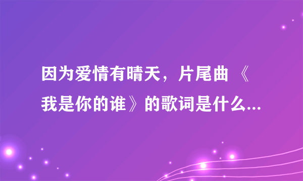 因为爱情有晴天，片尾曲 《我是你的谁》的歌词是什么？求解！