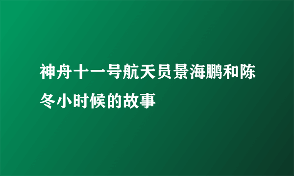 神舟十一号航天员景海鹏和陈冬小时候的故事