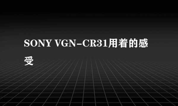 SONY VGN-CR31用着的感受