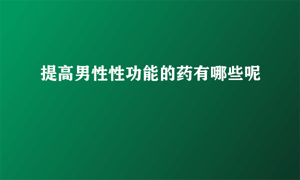 提高男性性功能的药有哪些呢