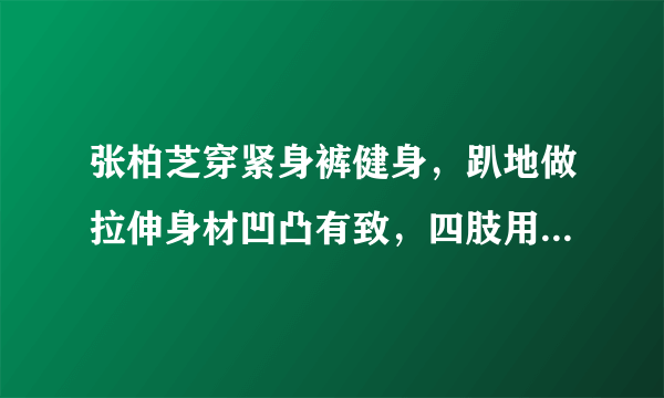 张柏芝穿紧身裤健身，趴地做拉伸身材凹凸有致，四肢用力青筋暴起