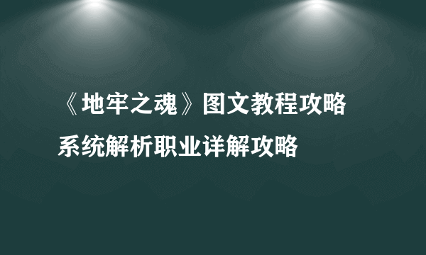 《地牢之魂》图文教程攻略 系统解析职业详解攻略