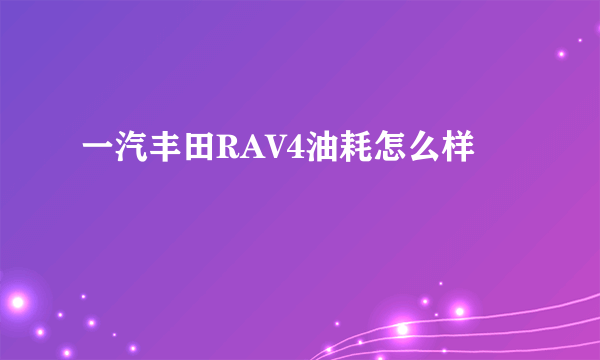 一汽丰田RAV4油耗怎么样