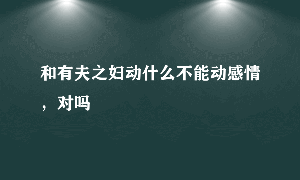 和有夫之妇动什么不能动感情，对吗