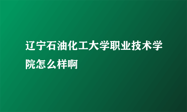 辽宁石油化工大学职业技术学院怎么样啊