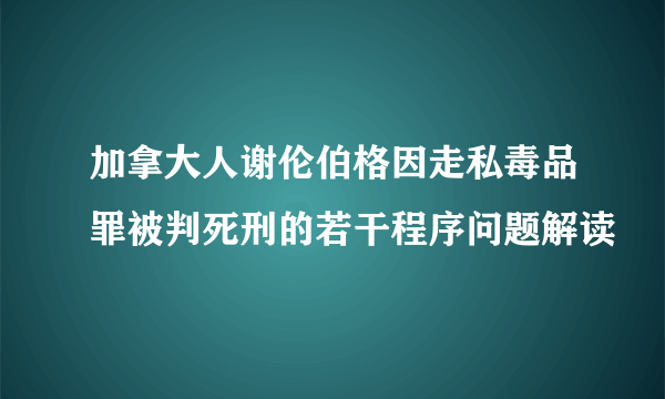 加拿大人谢伦伯格因走私毒品罪被判死刑的若干程序问题解读