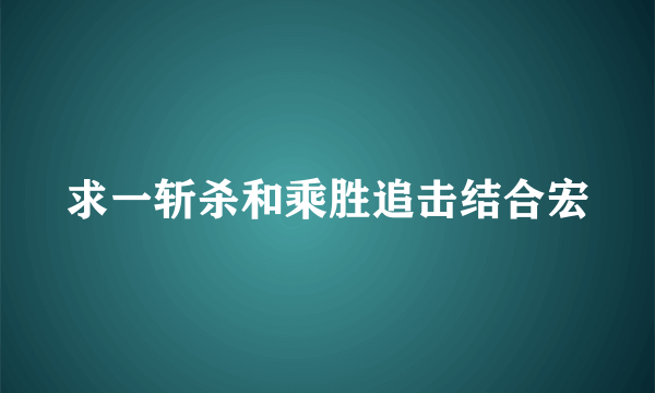 求一斩杀和乘胜追击结合宏