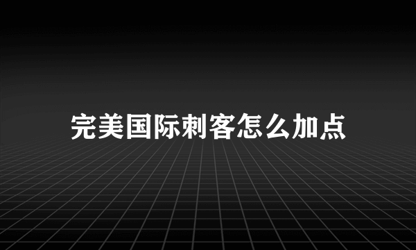 完美国际刺客怎么加点