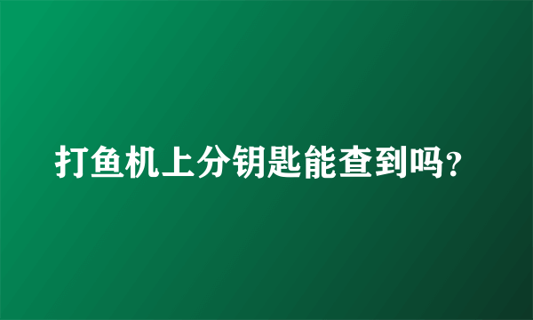 打鱼机上分钥匙能查到吗？